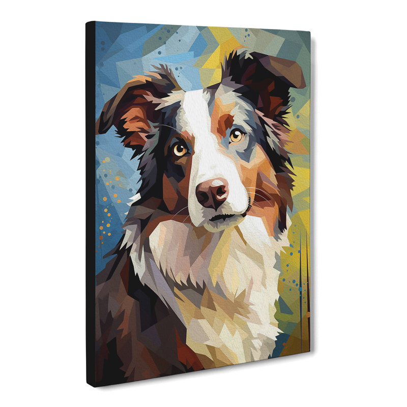 Border Collie Cubism Art - Wrapped Canvas, 50cm H x 35cm W x 3cm D