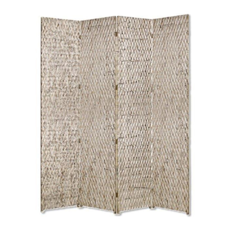 72" Silver Wood Folding Three Panel Screen Room Divider