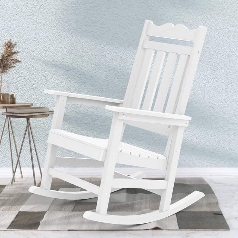 Chaise Adirondack à bascule en plastique Julieanne, Blanc