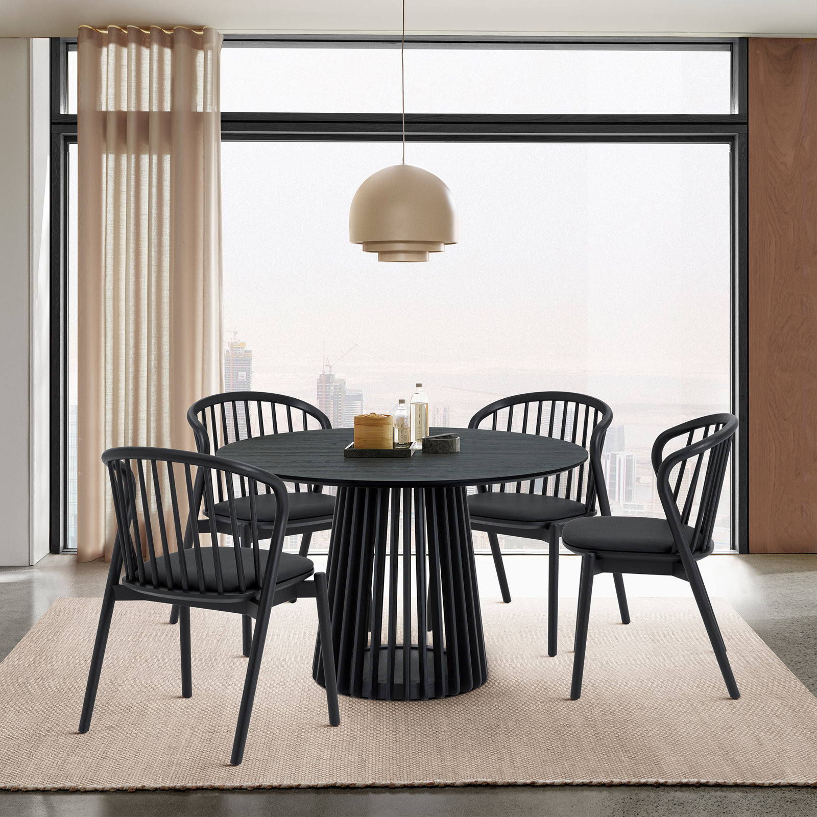 Burgal 47'' Round Dining Table, Black