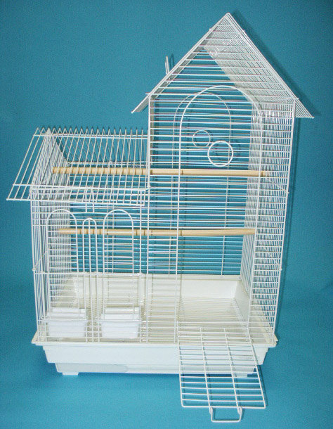 Cage à oiseaux avec 2 portes, blanc