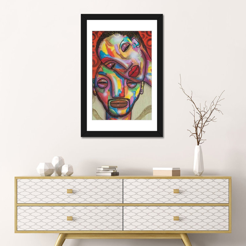 «Two Peas in A Pod» par Fred Odle - impression d'art graphique, H 24 po x l 16 po x P 1 po, Cadre noir