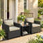 Ensemble de salon de jardin 2 places, style bistro, beige