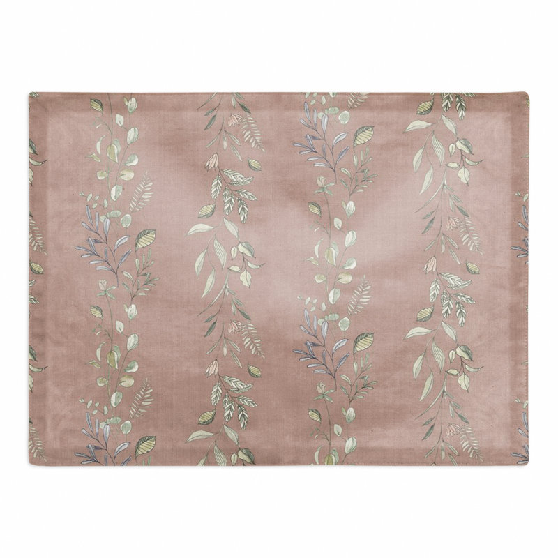 Polyester Floral Rectangle Placemat, Pink