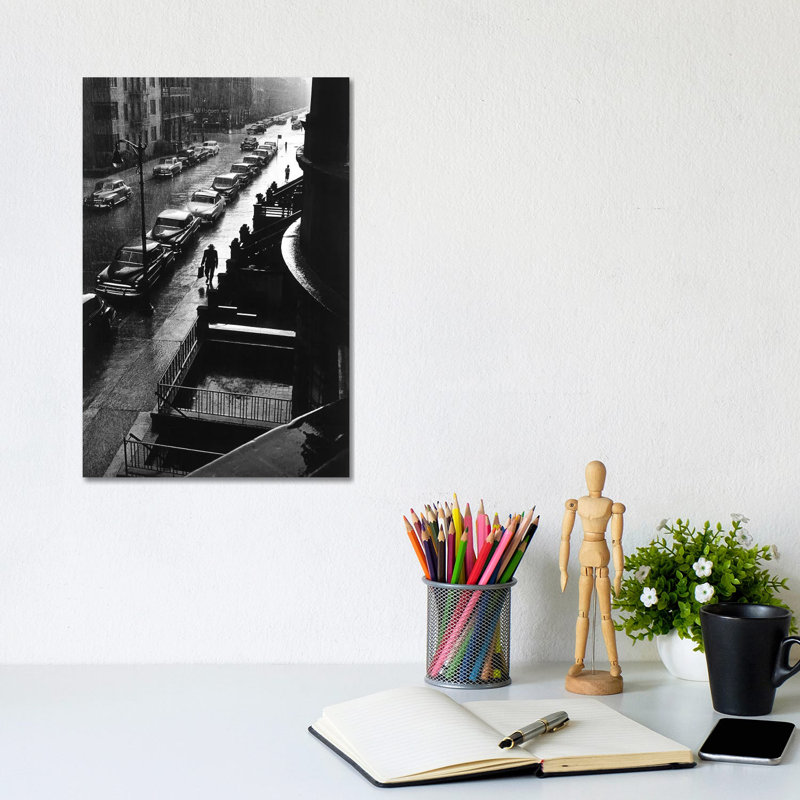 Man In Rain (NYC, 1952) by Ruth Orkin - Print on Canvas, 101.6 cm H x 66.04 cm W x 1.91 cm D, No Framed