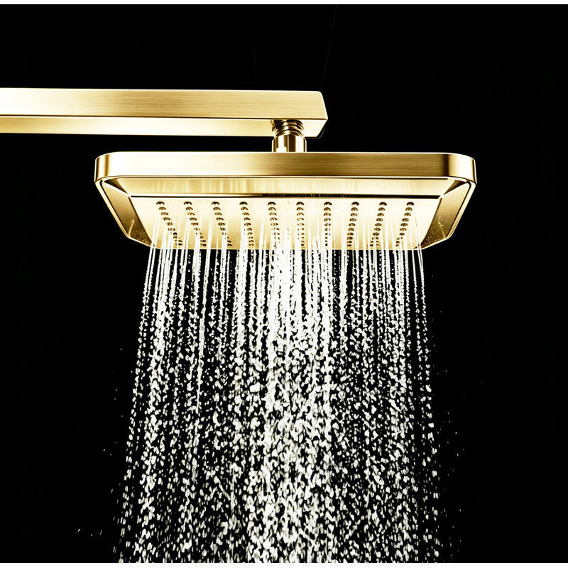 Pomme de douche à effet de pluie carrée claremont, Laiton poli