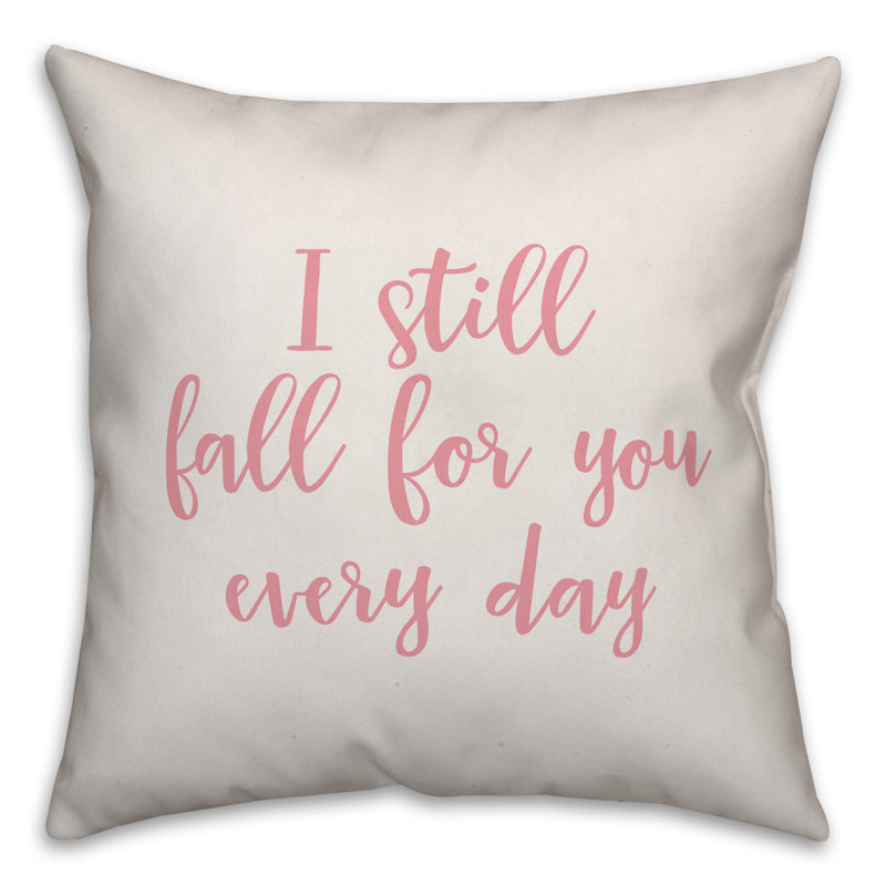  Coussin décoratif I Still Fall for You Every Day, Blanc / rose, Housse de coussin