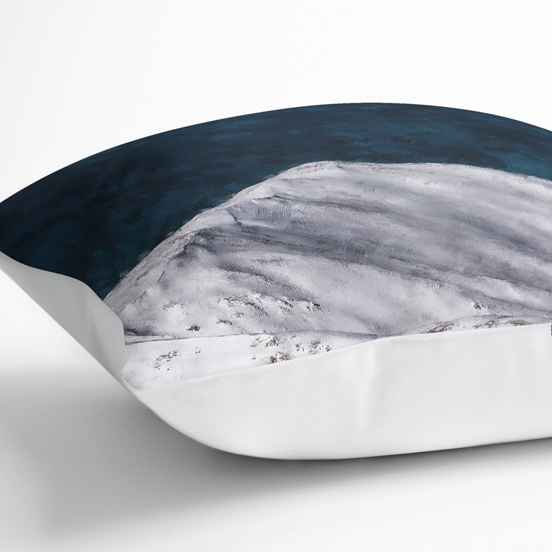 Snow Covered Mountain Ridge Painting Cushion with Filling, 55cm H x 55cm W x 20cm D, White