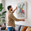 Three Giraffes Entwined Boho - Wrapped Canvas-700383626-700383644