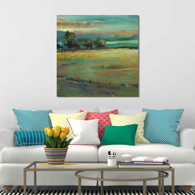 «Mute Forest Square II», reproduction de peinture acrylique, H 18 po x l 18 po x P 1 po, Toile tendue