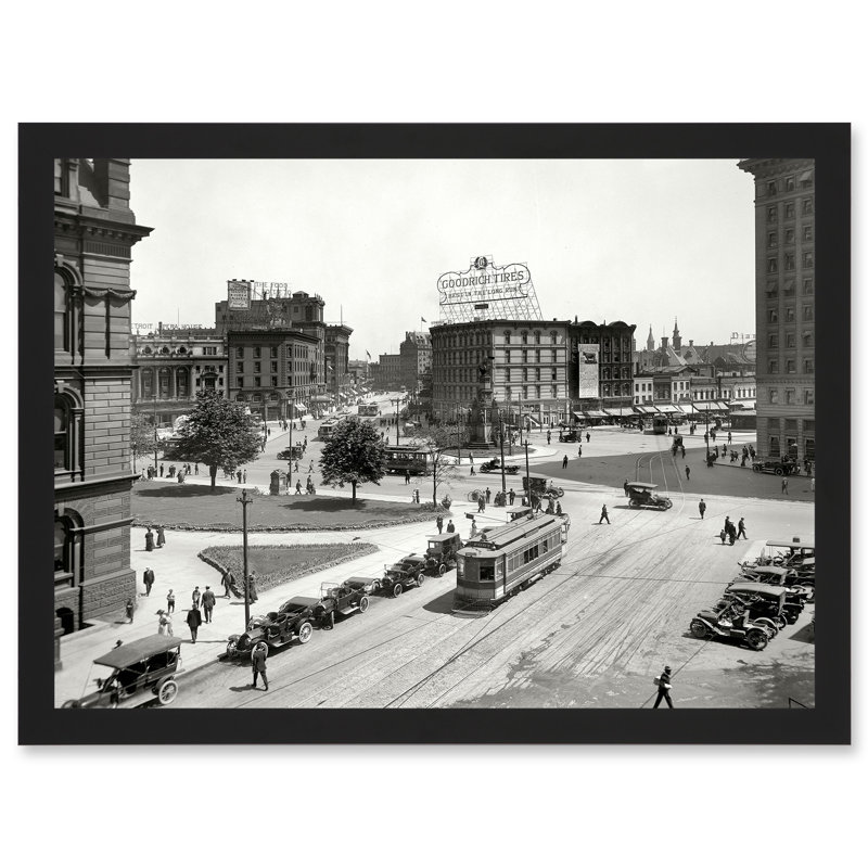 Vintage Detroit America Michigan Broadway Street USA 1 Piece Single Picture Frame Wall Art