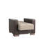 Fauteuil confortable avec rangement, revêtement en chenille beige / brun inclus pour l'intérieur