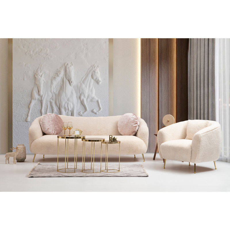 Fauteuil en polyester l 33,46 po Sirine, Polyester beige