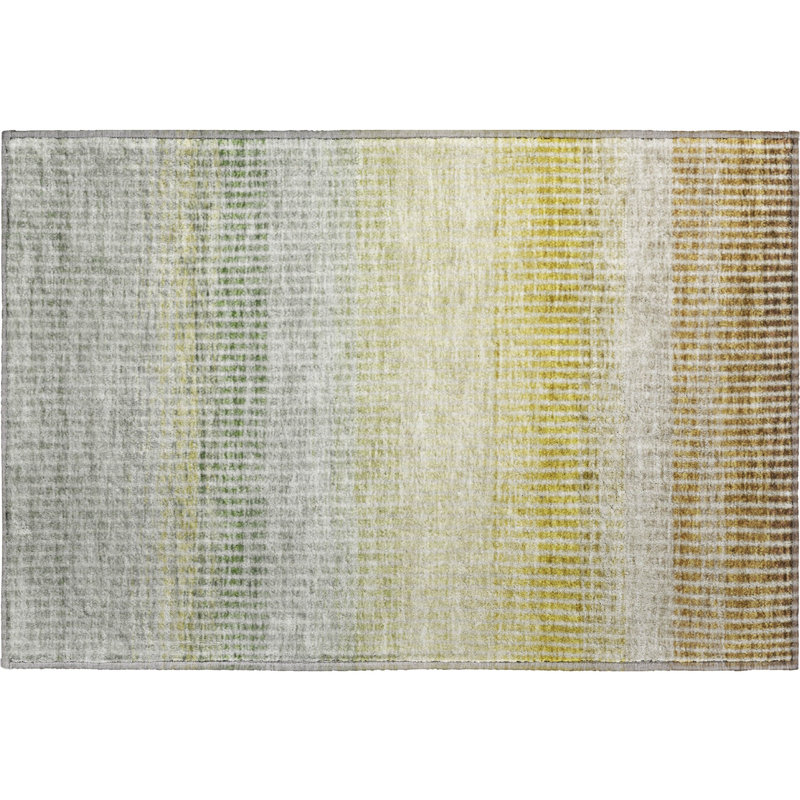 Premium Machine Washable Mayfield AMF2313 Stripes Rug, 1'8" x 2'6", Brown