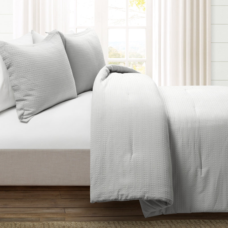 Bentwood Standard Cotton 3 Piece Comforter Set, Gray, King Comforter + 2 King Shams