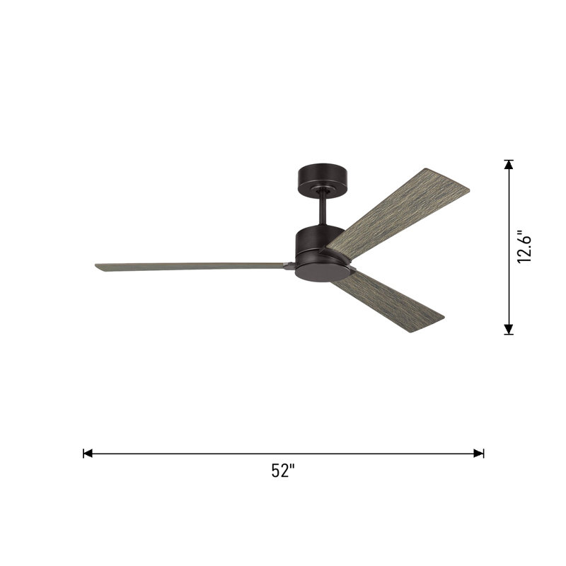 Rozzen Downrod Ceiling Fan, Gray Weathered, 52", Aged Pewter