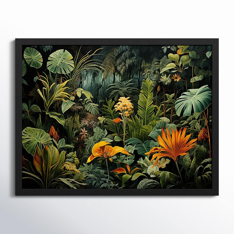 Sounds of the Jungle I - Jungle, art mural encadré, H 34 po x l 44 po x P 1,5 po, Cadre simple noir