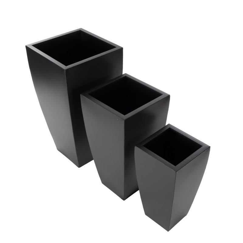 Ensemble de 3 pots de fleurs d'intérieur en métal avec base fuselée Galerie, Gris
