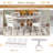Retro Extendable Dining Table Sets, Solid Wood Antique White For Home