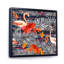 Flamant rose et fleurs exotiques oranges - peinture sur toile-67406824-67406831