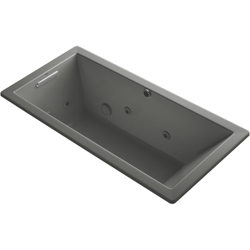 Baignoire tourbillon avec bonde réversible, Gris tonnerre