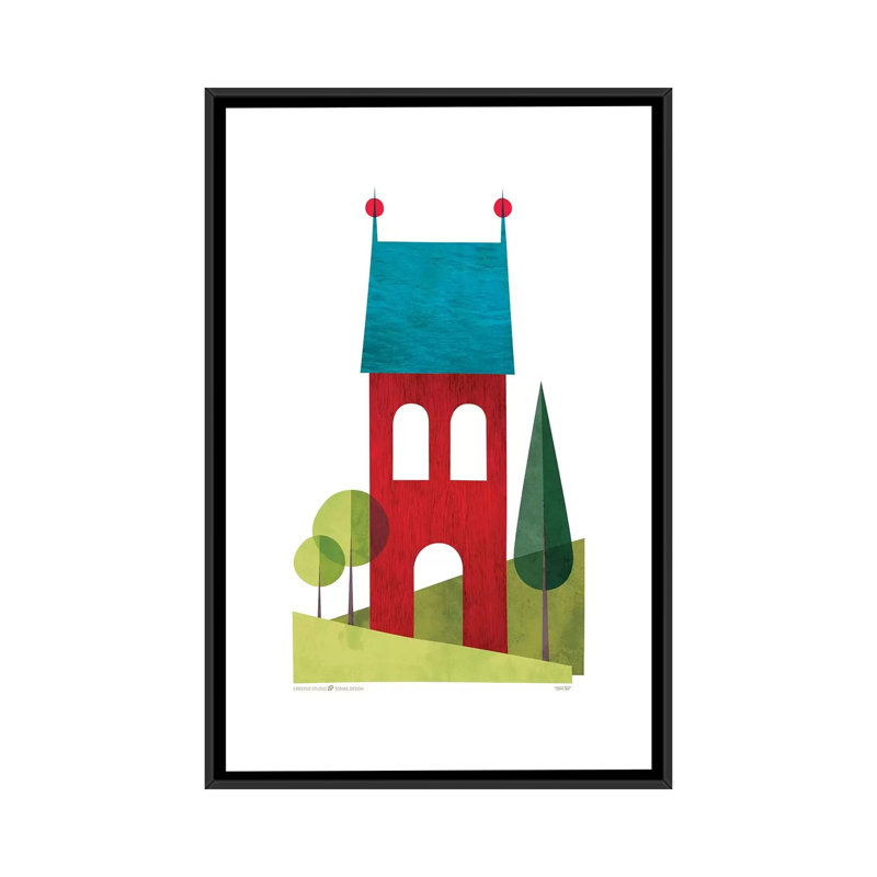 « house ii », impression sur toile, H 26 po x l 18 po x P 1,5 po, Toile avec cadre noir, Pas de tapis