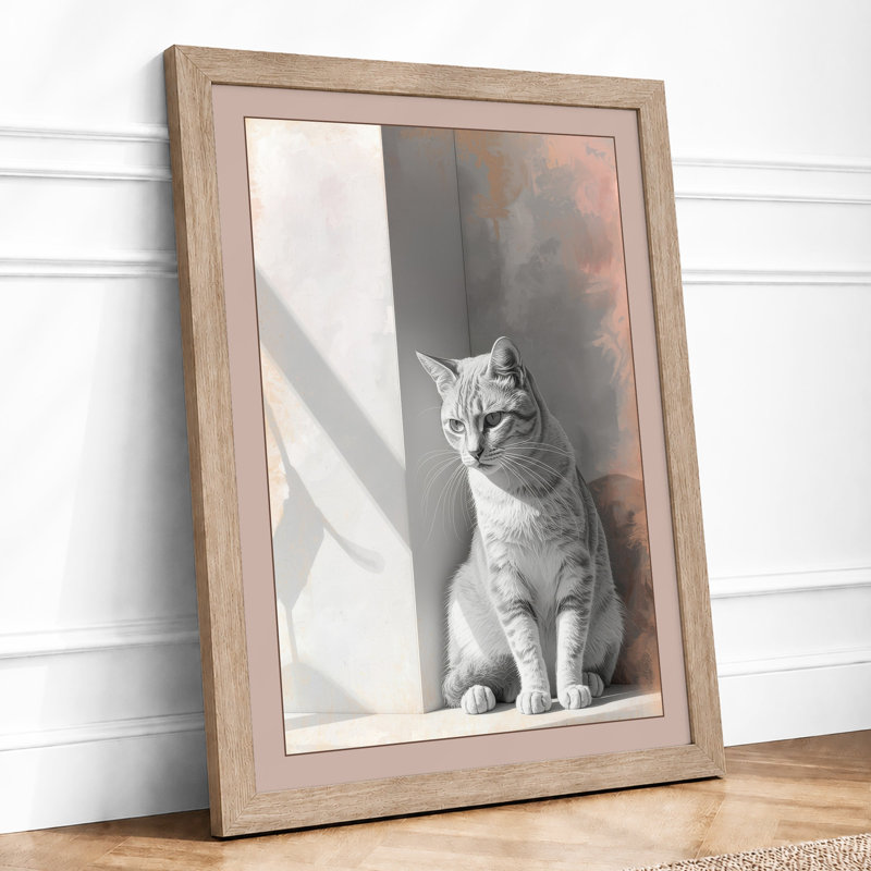 Tabby in Abstraction Modern - Framed Print, A1 - 84.1 x 59.4 cm, Oak