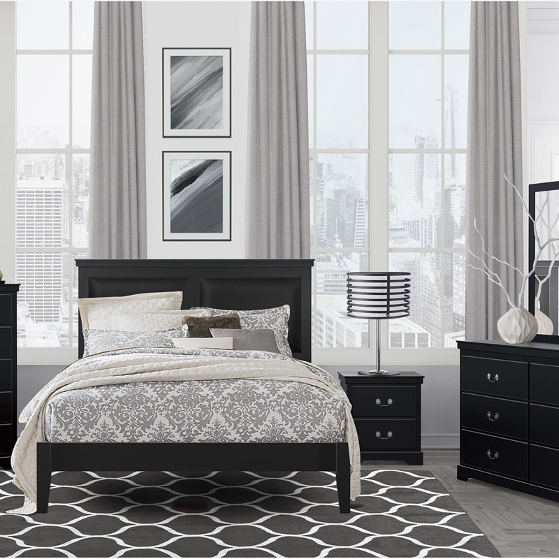 Mobilier de chambre à coucher en bois avec panneau à finition classique 1pc, Gris, Grand
