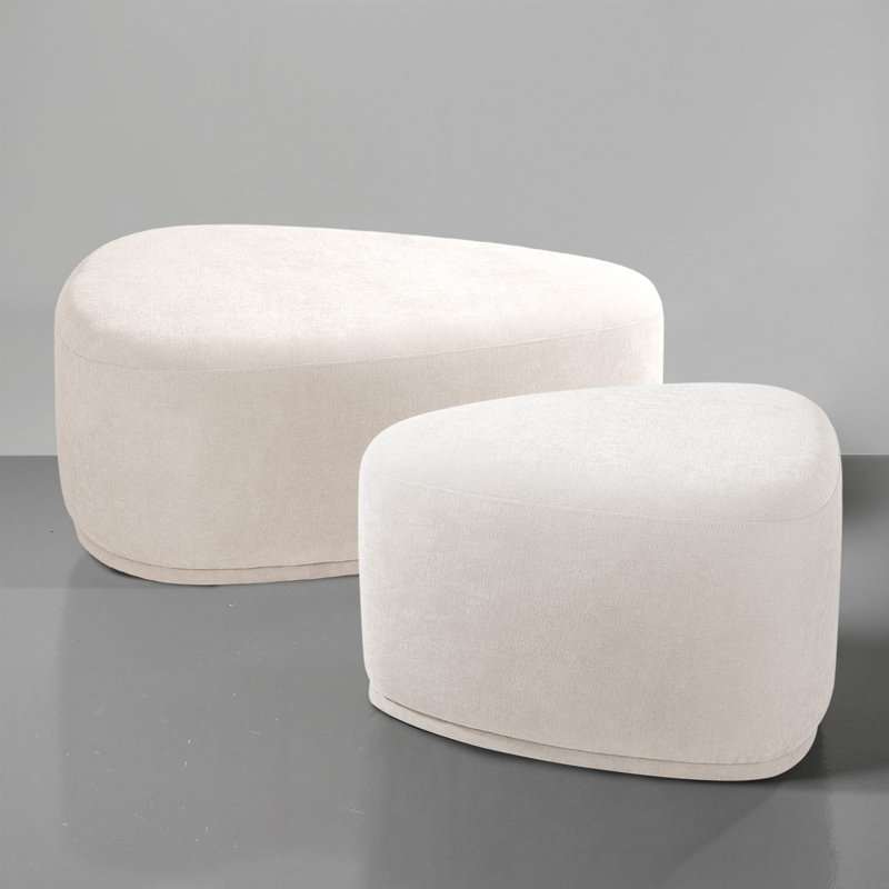 43.6cm Wide Triangle Solid Colour Footstool Ottoman, Light Sand