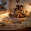 Canapé-lit modulaire en coton et lin blanc crème