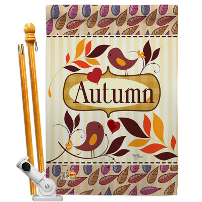 Polyester 40 x 28 po bo oiseaux automne à 2 côtés ensemble de drapeau
