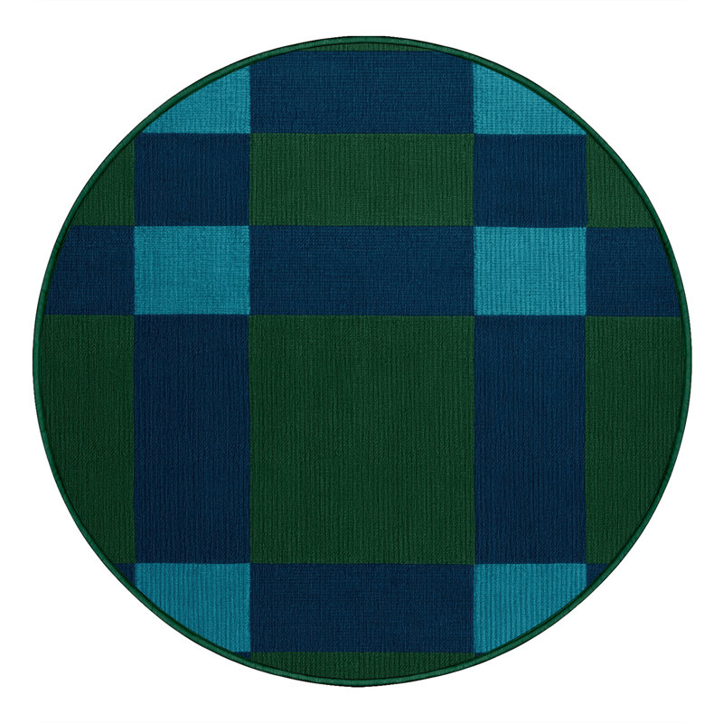 Tapis vert à carreaux lavable à la machine, Rond 4 pi