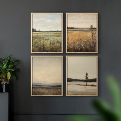 "Vintage Landscape XVIII" 4 pièces sur papier