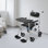 Bedside Commode Wheelchair with Wheels & Brakes Adjustable Height, Removable Tray Table, Toilet Bucket & Lid 220LBS Capacity