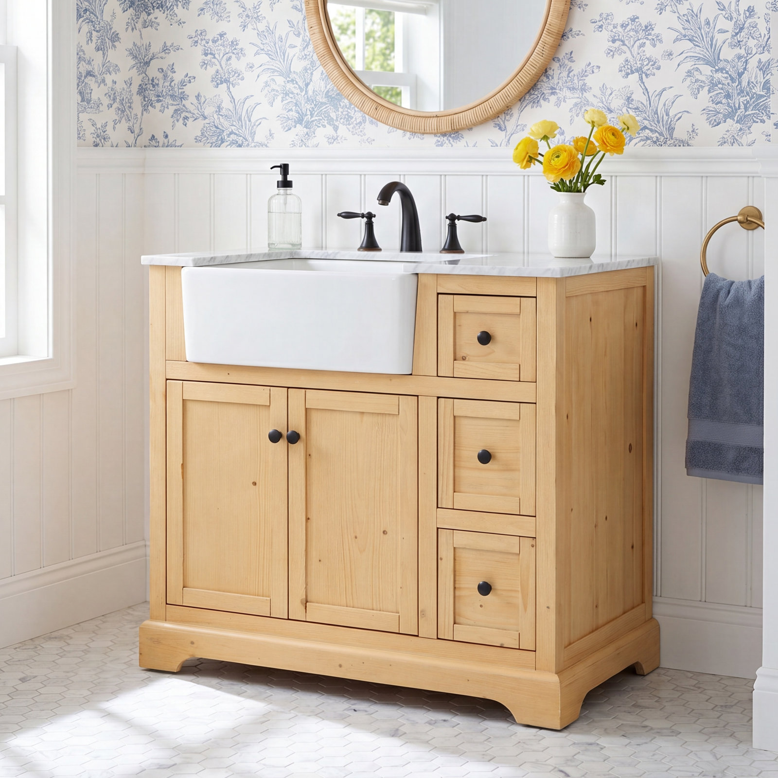 Pardue 36'' Single Bathroom Vanity, Natural Wood