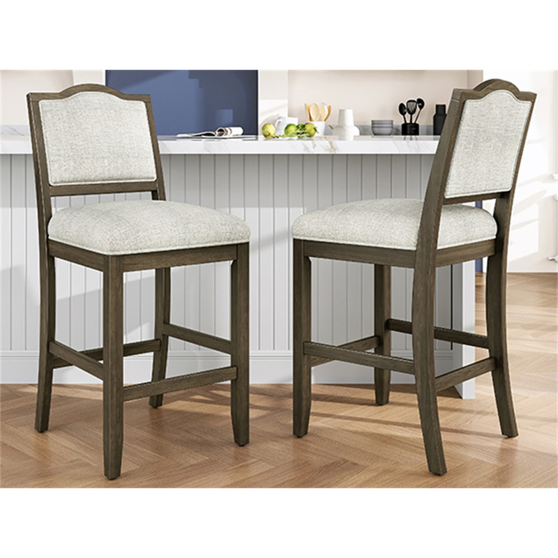 Ensemble de 2 tabourets de bar à hauteur de comptoir - Ensemble de 2 tabourets de bar rustiques avec structure en bois d'hévéa (sans table)