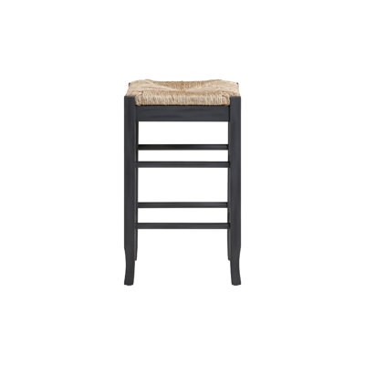 Tabouret à hauteur de comptoir Sezy, siège carré en rotin Rush, base gris anthracite