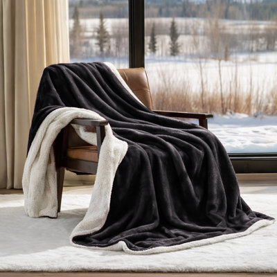 Reversible Sherpa Fleece Fur Thick Blanket