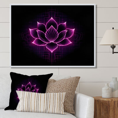 Imprimé de lotus néon mauve et rose futuriste