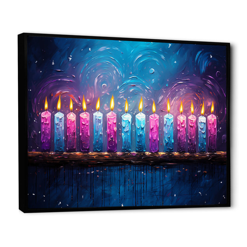 " Judaism Hanukkahs Hue I ", Black Floater Framed, 24" H x 32" W x 1" D