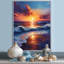 Jaune, bleu, coucher de soleil, océan, bonheur, plage, art mural-1536641723-1536641718