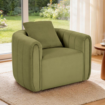 Deria 30.5'' W Velvet Swivel Barrel Chair
