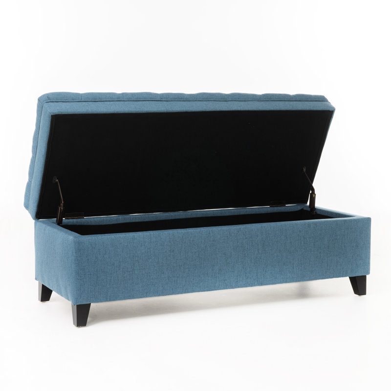 Blue Fabric With Leg Structure And Birch Legs - 49.48D X 20.52W 18.30H Abundant Storage, Blue