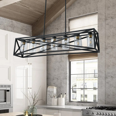 Alpena 7-Light E26 Black Finished Dimmable Adjustable Pendant Light