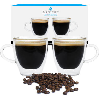 Cuisinox Set of 4 Espresso Cups, Double Walled Glass