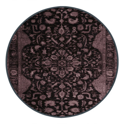 Tapis noir Tabriz lavable à la machine