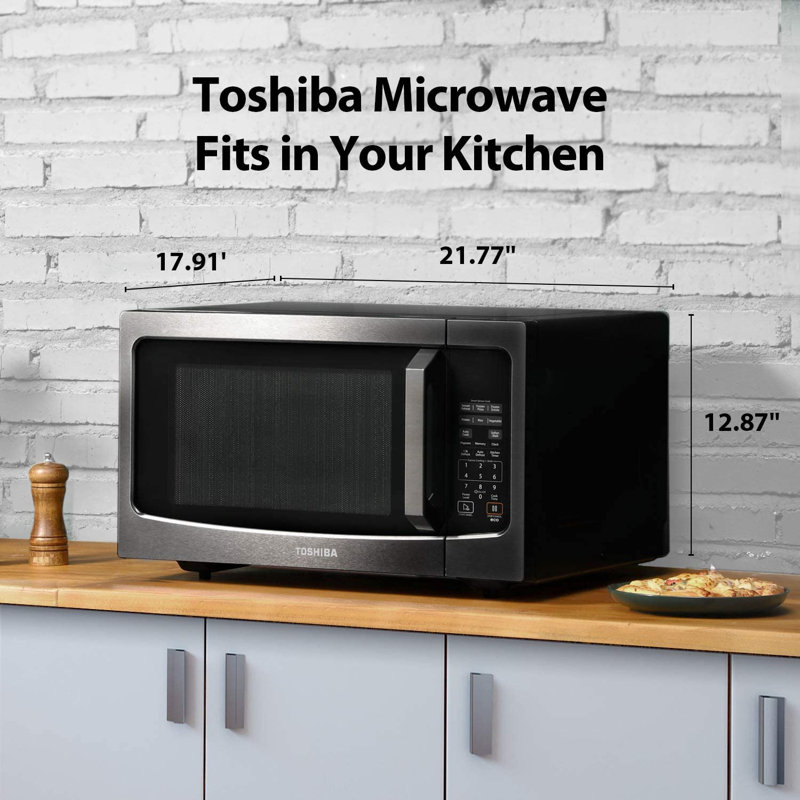 Four à micro-ondes de comptoir 1,6 pi³ avec capteur intelligent TOSHIBA, fonction de mémoire, noir, 1200 W