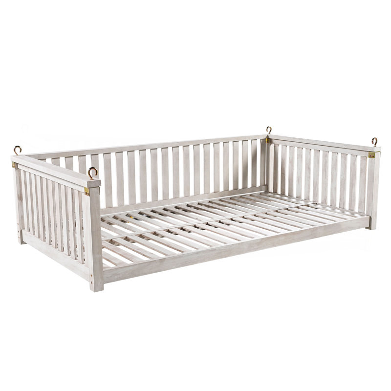 Balancelle de jardin en bois avec cordes pour la cour, Blanc