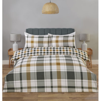 Braemar Check Polyester Plaid Duvet Cover Set