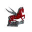 Prancing Red Pegasus Winged Horse Sculpture Aluminum Art 17"x15"x19"H